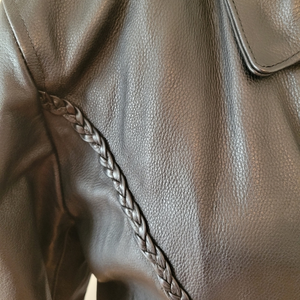UNIK Heavyweight Authentic Black Leather Motorcycle Jacket Size Medium - Picture 4 of 5